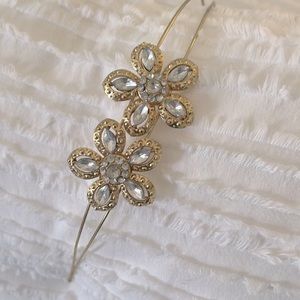 Headband | Gold | Rhinestone Flowers